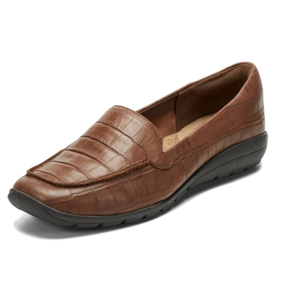 Easy Spirit Abide  Brown Faux Croc Eflex Low Heel  Classic Loafers Size 6.5 NWOB